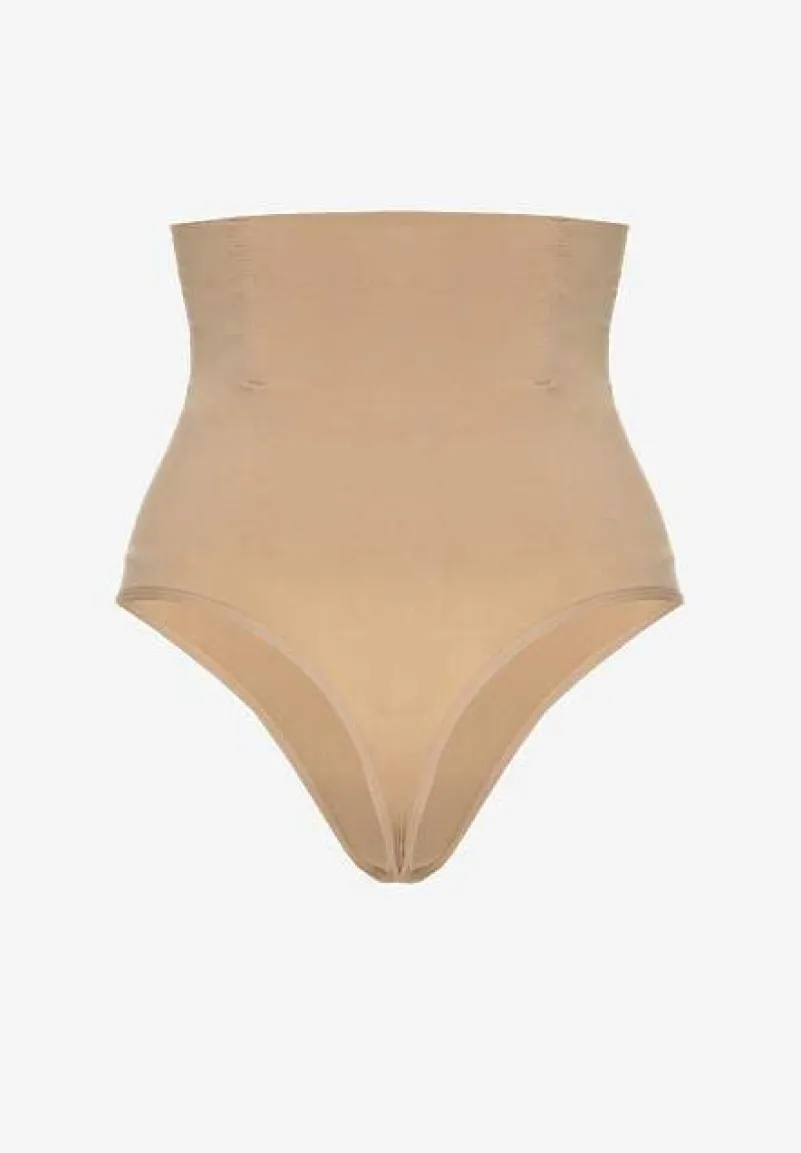 Beżowa Bielizna modelująca Majtki Typu Figi High Waist Salanovia