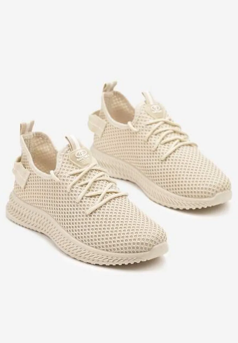 Beżowe Elastyczne Buty Sportowe Sneakersy Nuriane