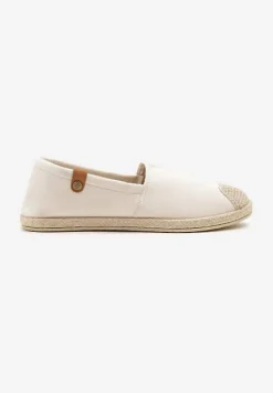 Beżowe Espadryle z Elastyczną Wstawką Zdobione Plecionką Kinellis