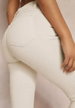Beżowe Jeansy Skinny z Efektem Push Up Karinali