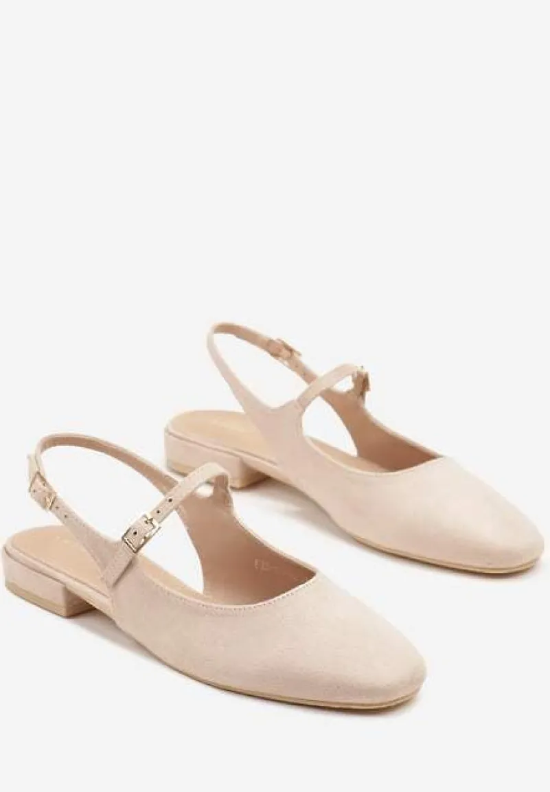 Beżowe Sandały Slingback Vices z Wkładką ze Skóry Naturalnej Sovritia