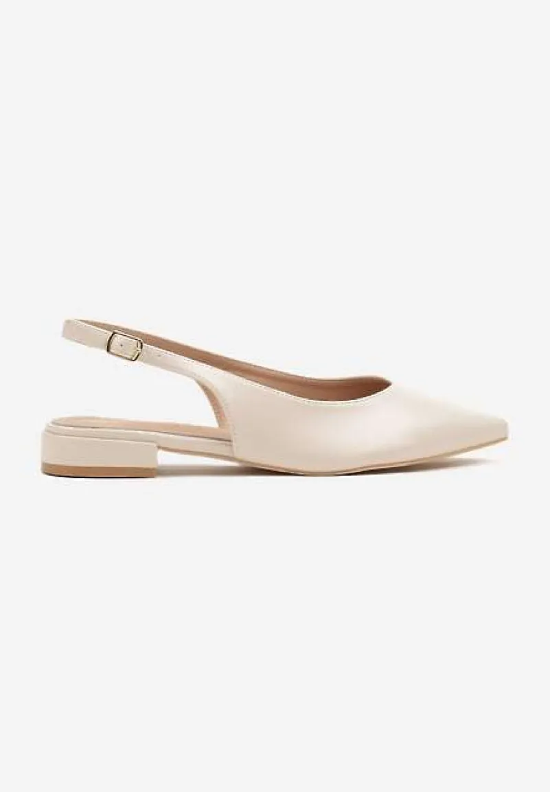 Beżowe Sandały Slingback Vices z Wkładką ze Skóry Naturalnej Lisanilis