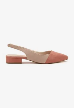 Beżowe Sandały Typu Slingback z Wkładką ze Skóry Naturalnej Galindena