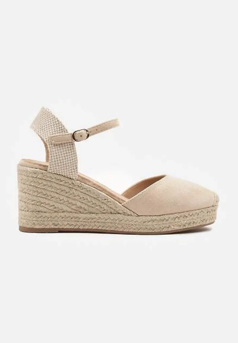 Beżowe Sandały w Stylu Espadryli na Koturnie z Plecionki Nilisine