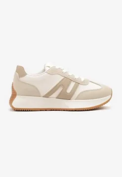 Beżowe Sneakersy Ozdobione Geometrycznym Motywem Dalvisa
