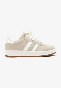 Beżowe Sneakersy Ozdobione Paskami Dolirenna