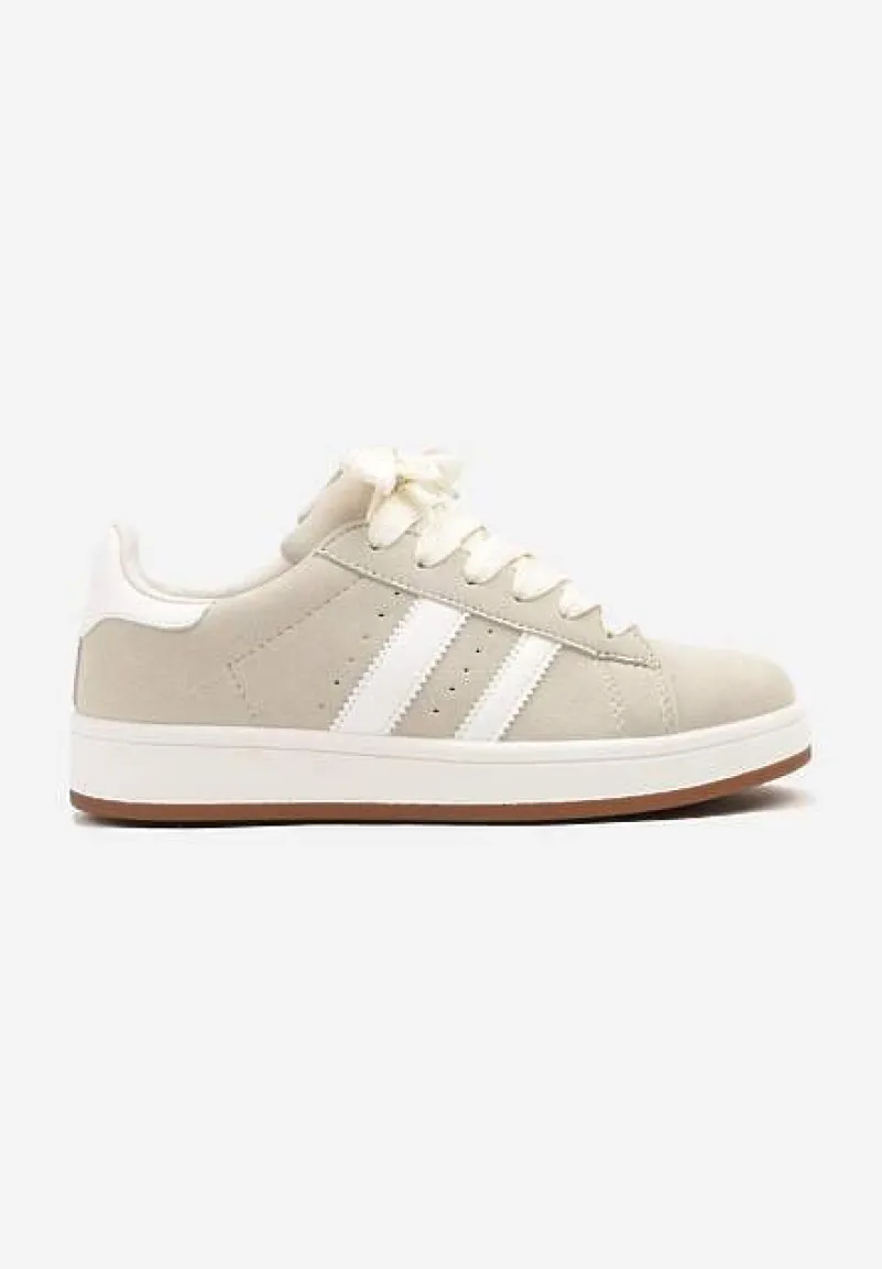 Beżowe Sneakersy Ozdobione Paskami Dolirenna