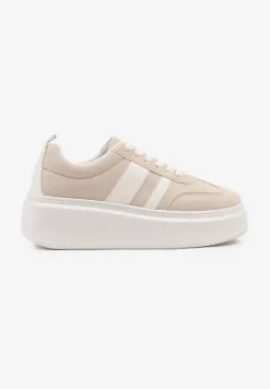 Beżowe Sneakersy Typu Kultowe Tenisówki na Platformie Redoreve