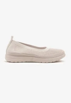 Beżowe Tenisówki z Elastyczną Cholewką Avisine