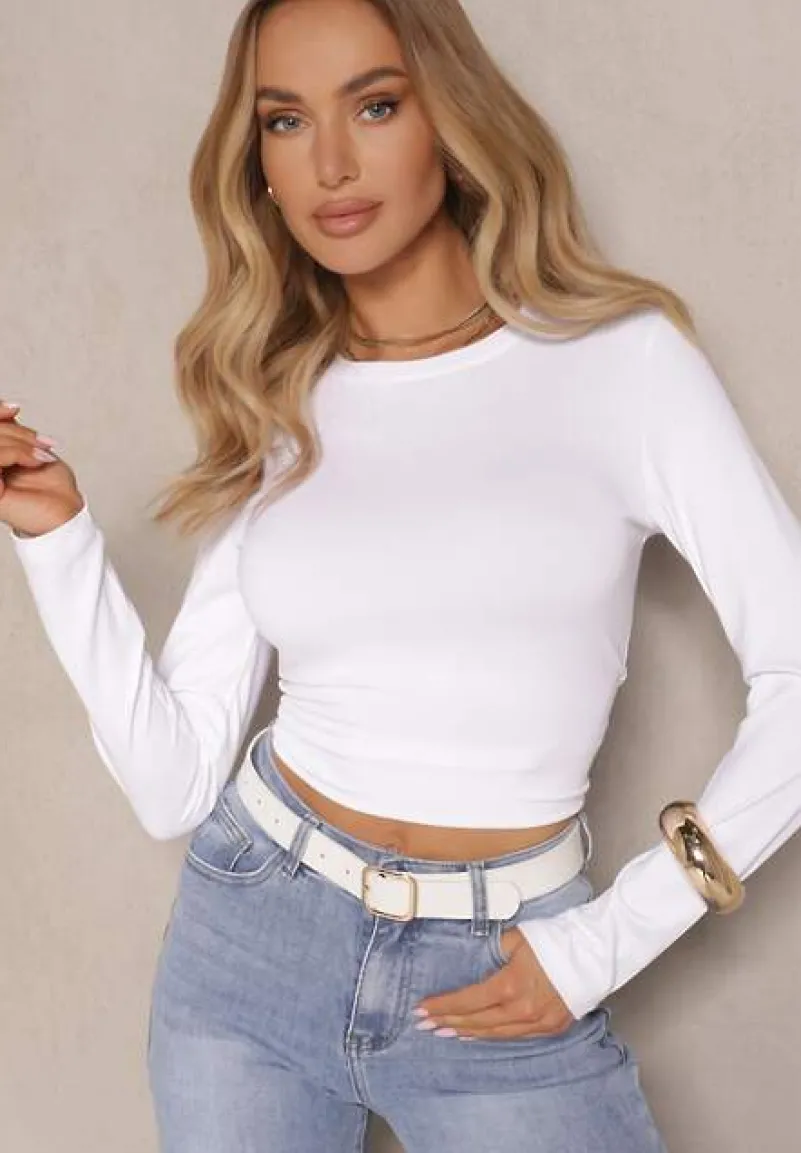 Biała Bluzka Longsleeve z Bawełny Avelfia