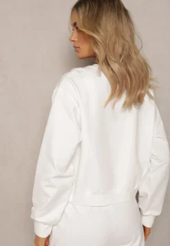 Biała Oversize Bluza z Bawełny o Krótkim Fasonie Sibolla