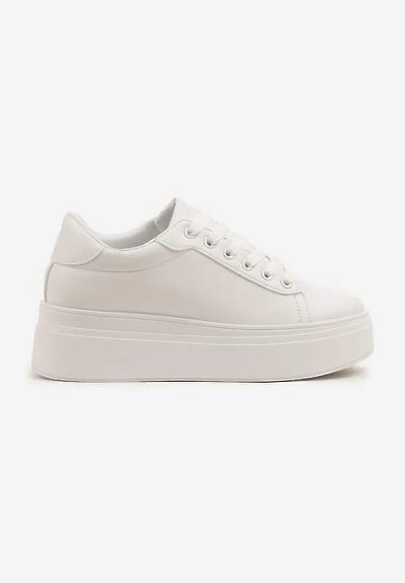 Białe Basicowe Sneakersy na Platformie Milio