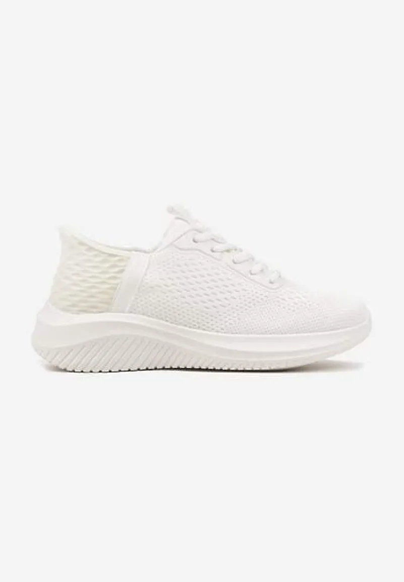 Białe Buty Sportowe Sneakersy z Siateczki na Podeszwie z Tłoczeniami Kortebia