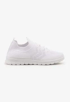 Białe Buty Sportowe Sneakersy z Elastyczną Cholewką Turezia