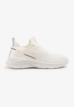 Białe Buty Sportowe Sneakersy Siateczkowe na Tłoczonej Platformie Lurilia