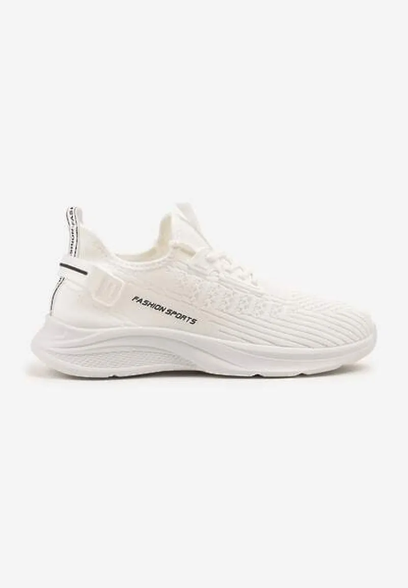 Białe Buty Sportowe Sneakersy Siateczkowe na Tłoczonej Platformie Lurilia