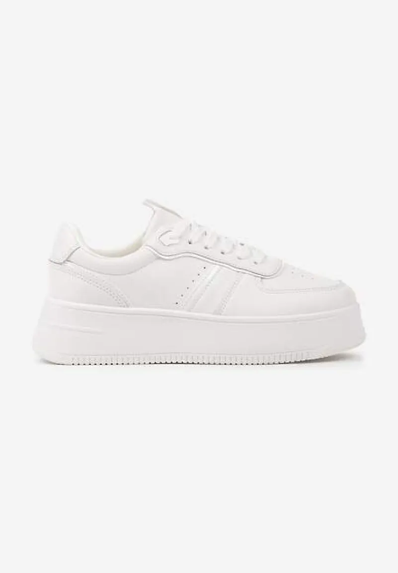 Białe Casualowe Sneakersy Vices na Niskiej Platformie Torila