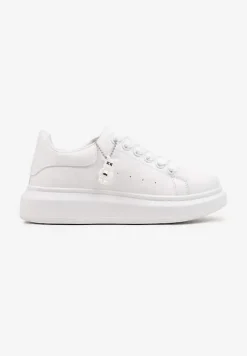 Białe Casualowe Sneakersy z Zawieszką Misiem Ulevidia