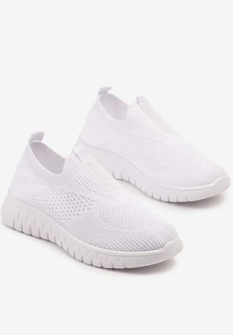Białe Elastyczne Buty Sportowe Ozdobione Tłoczeniem Cleandra