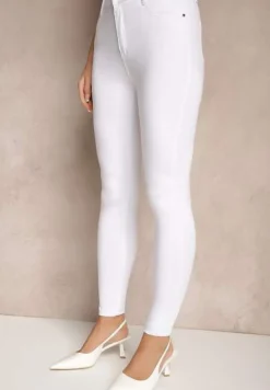 Białe Elastyczne Jeansy o Kroju Skinny High Waist Darira
