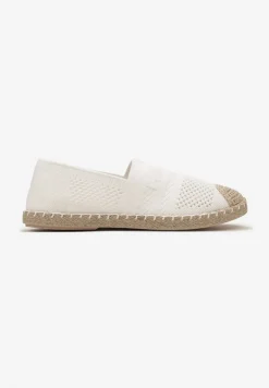 Białe Espadryle z Plecioną Cholewką przed Kostkę Mokosa