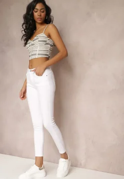 Białe Jeansy Skinny z Efektem Push Up Karinali