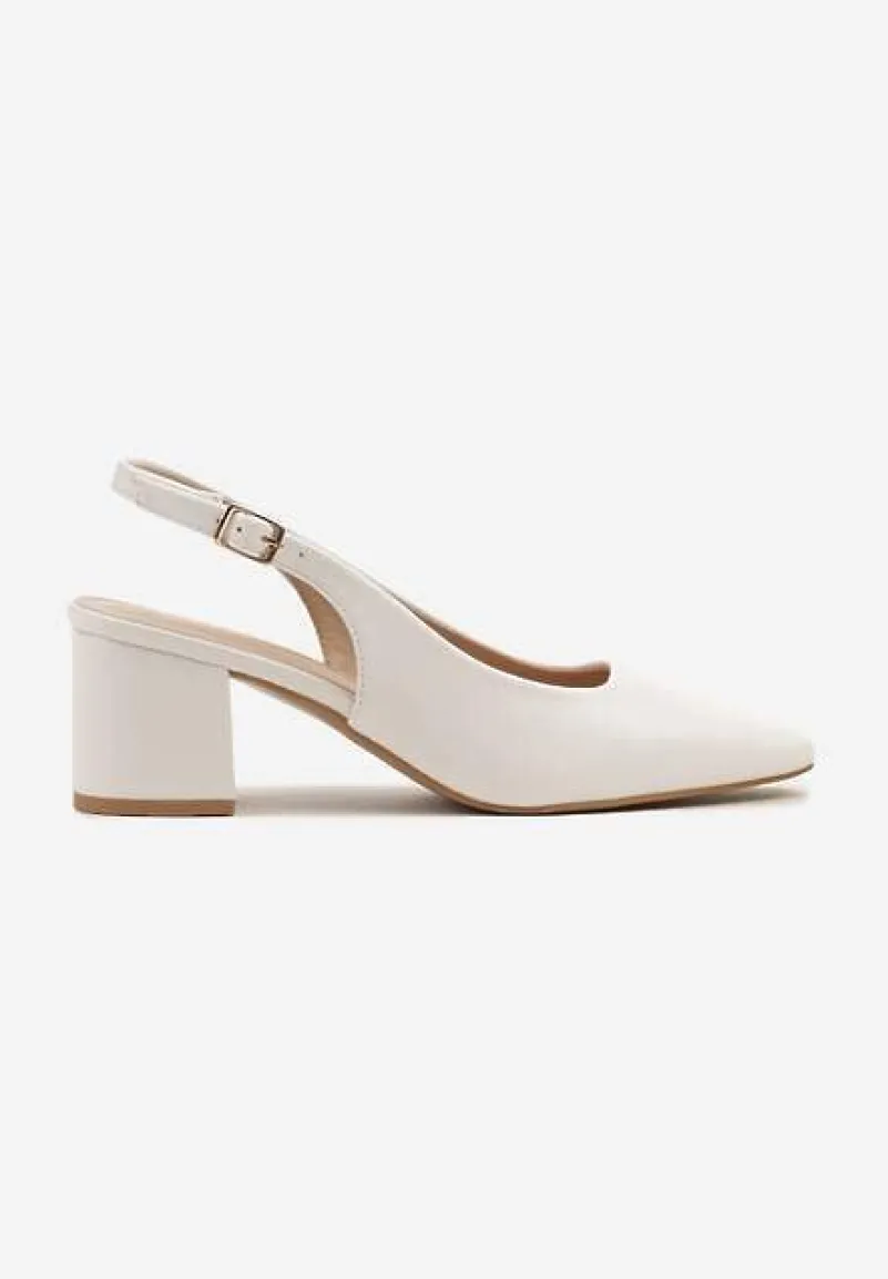 Białe Sandały na Słupku Typu Slingback Felvania