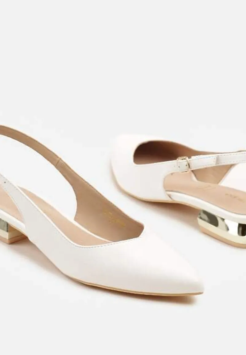 Białe Sandały Slingback Vices z Wkładką ze Skóry Naturalnej Galeresa