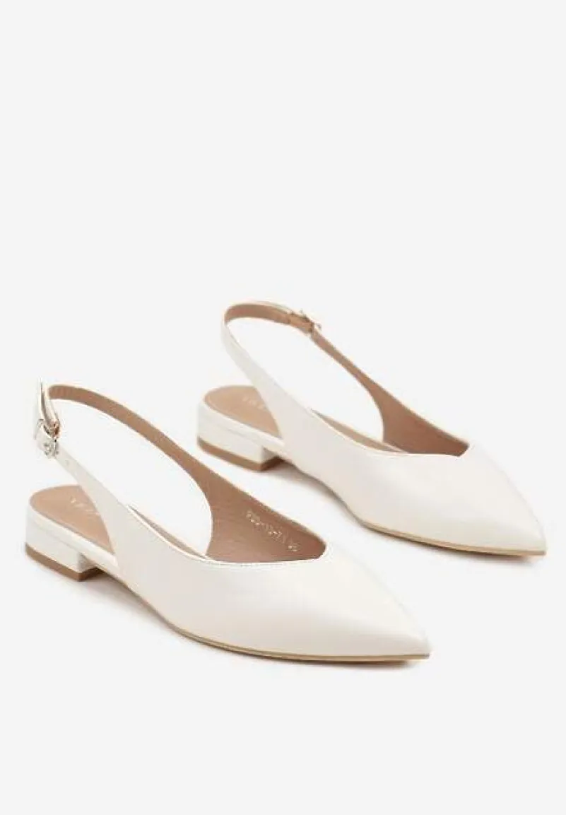 Białe Sandały Slingback Vices z Wkładką ze Skóry Naturalnej Lisanilis