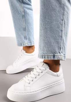 Białe Sneakersy na Grubej Podeszwie Cernanda