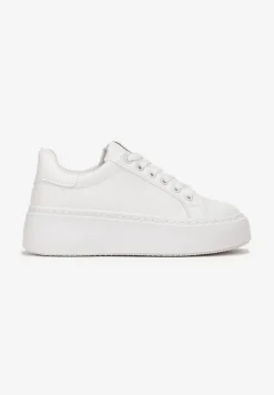 Białe Sneakersy na Grubej Podeszwie Cernanda