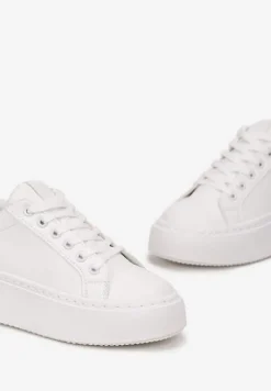 Białe Sneakersy na Grubej Podeszwie Cernanda