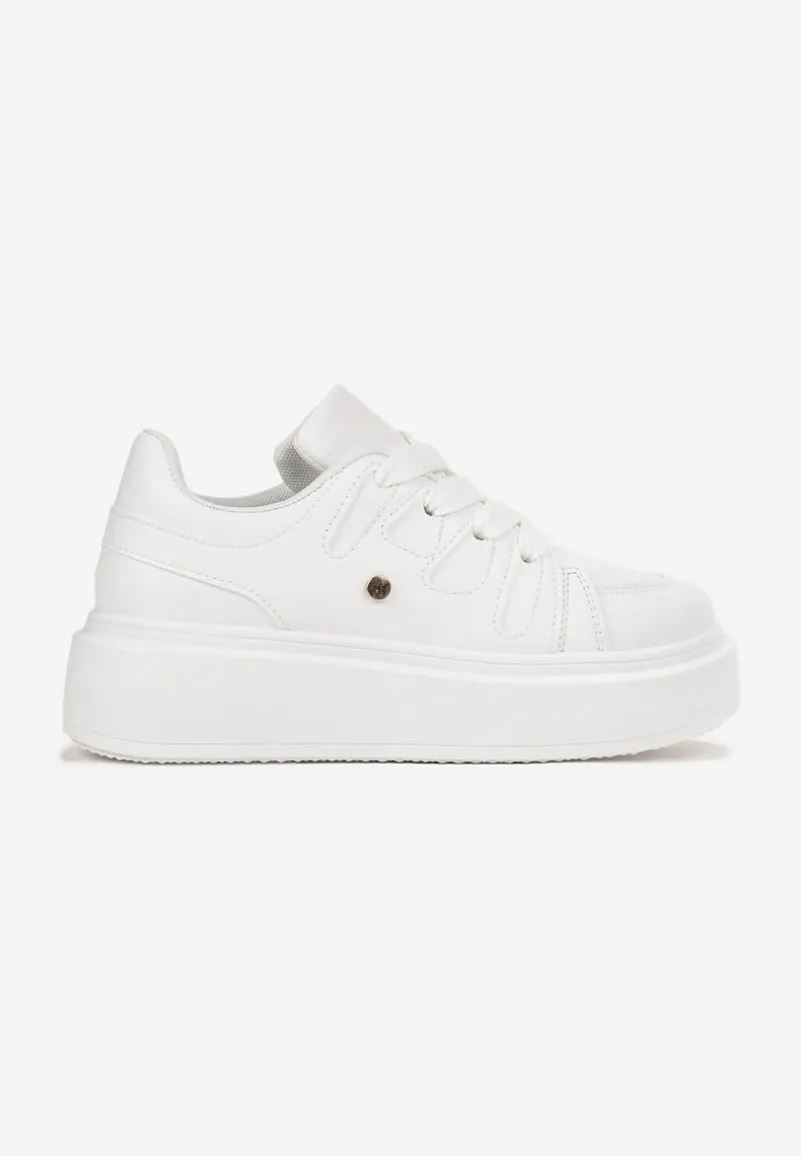 Białe Sneakersy na Grubej Podeszwie przed Kostkę Alisis