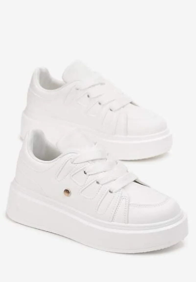 Białe Sneakersy na Grubej Podeszwie przed Kostkę Alisis