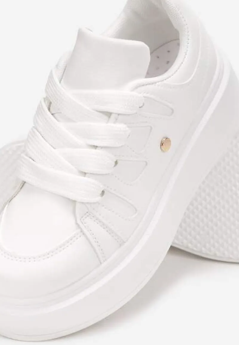 Białe Sneakersy na Grubej Podeszwie przed Kostkę Alisis