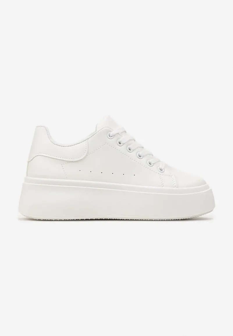 Białe Sneakersy na Grubej Podeszwie Yarna