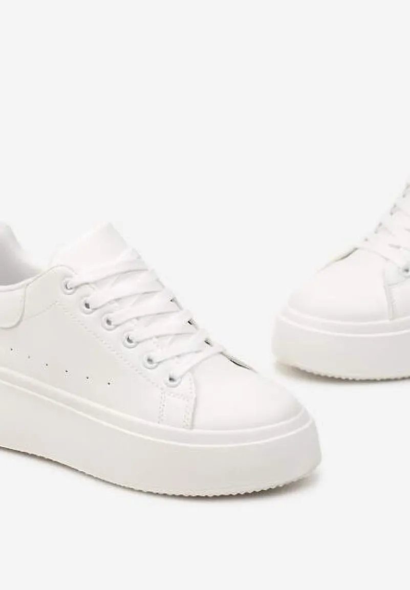 Białe Sneakersy na Grubej Podeszwie Yarna