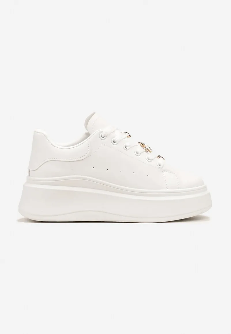 Białe Sneakersy na Grubej Podeszwie Celessi
