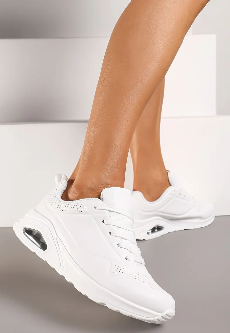 Białe Sneakersy na Grubej Podeszwie przed Kostkę Floemini