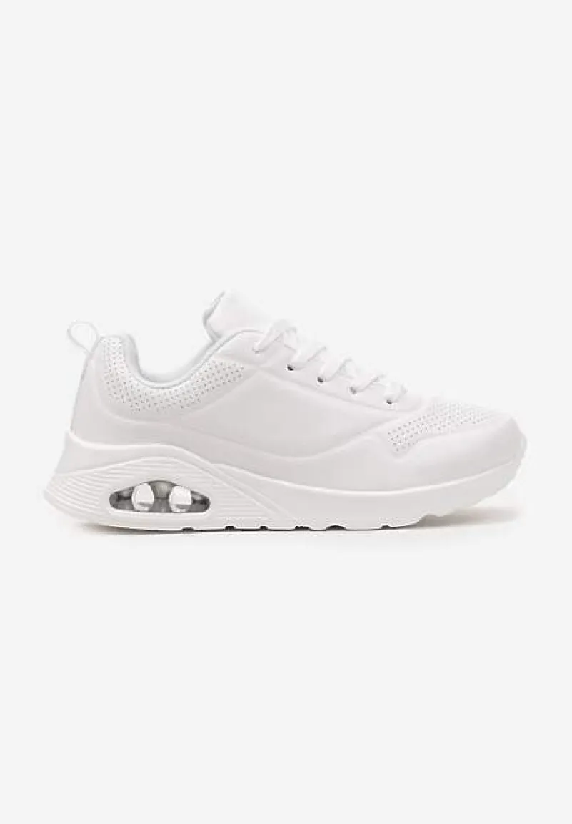 Białe Sneakersy na Grubej Podeszwie przed Kostkę Floemini