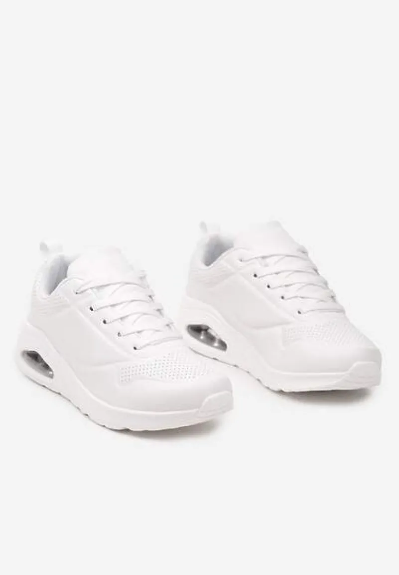 Białe Sneakersy na Grubej Podeszwie przed Kostkę Floemini