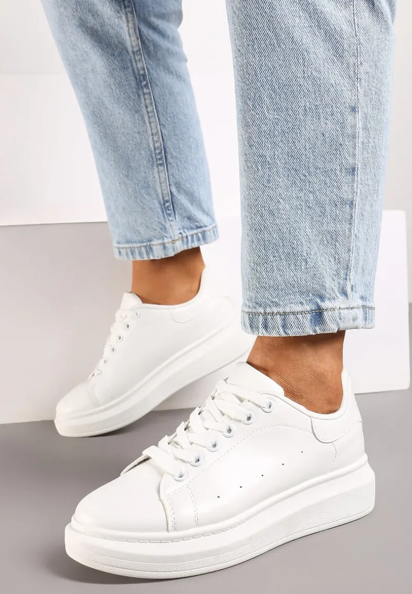 Białe Sneakersy na Niskiej Platformie w Klasycznym Stylu Lucid Dream