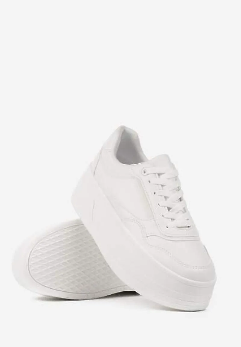 Białe Sneakersy na Platformie Ozdobionej Tłoczeniem Vaiviera