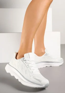Białe Sneakersy na Podeszwie z Pianki Zdobione Geometrycznymi Detalami Ulianavia