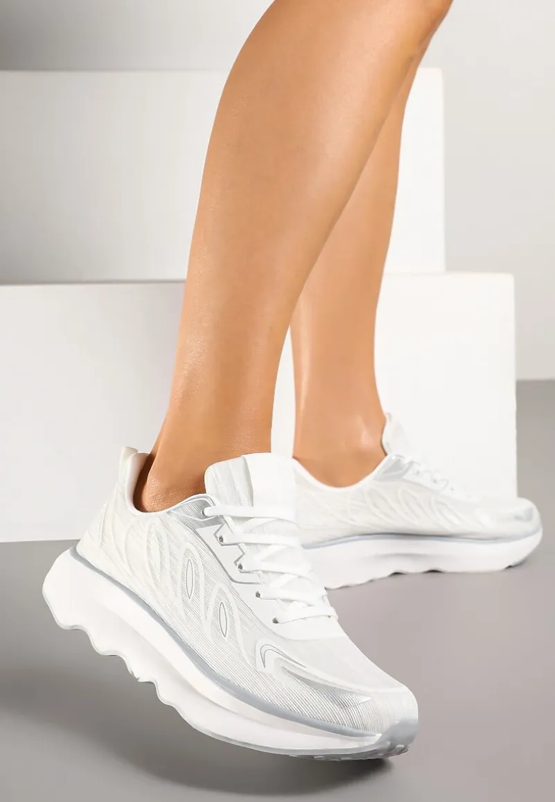 Białe Sneakersy na Podeszwie z Pianki Zdobione Geometrycznymi Detalami Ulianavia