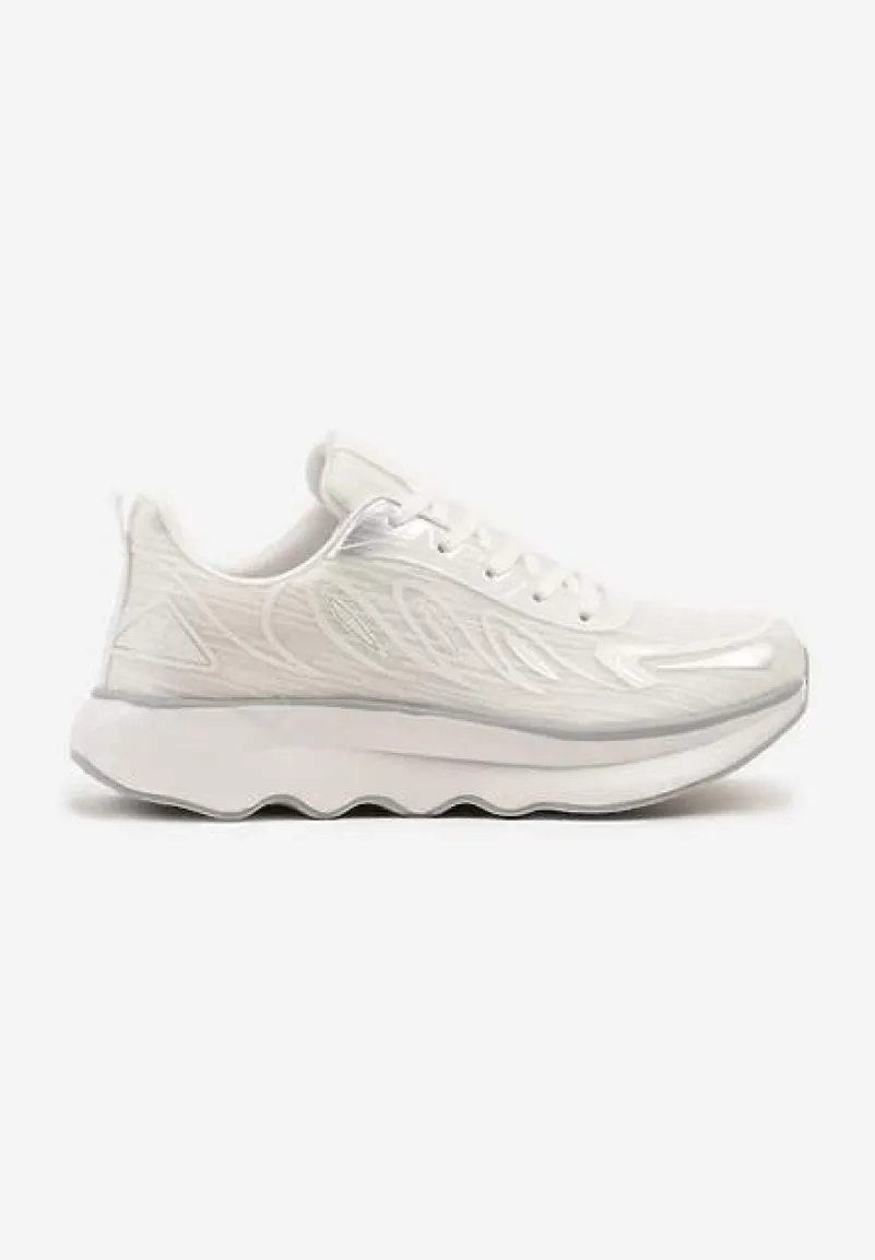 Białe Sneakersy na Podeszwie z Pianki Zdobione Geometrycznymi Detalami Ulianavia