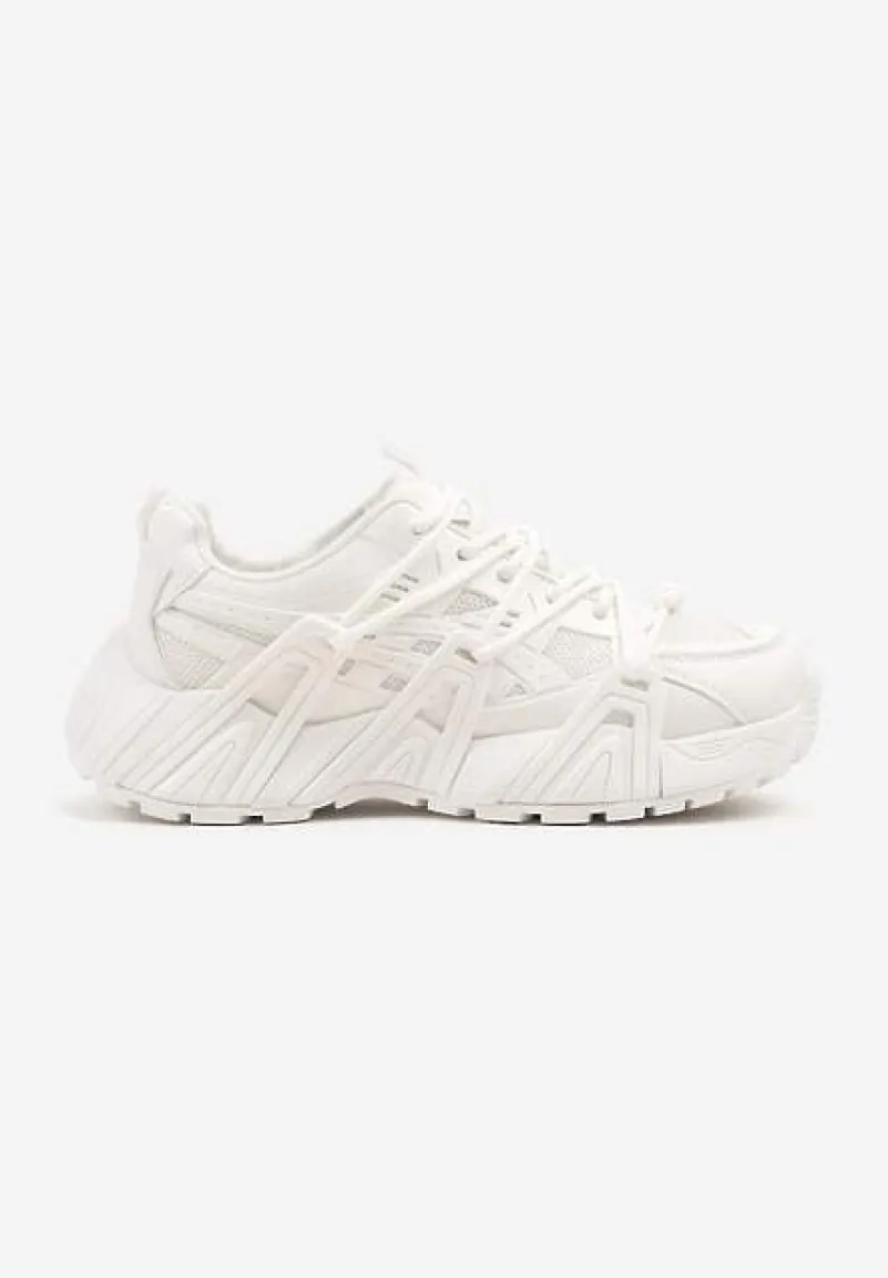 Białe Sneakersy Ozdobione Tłoczonym Wzorem Sanalitia