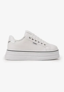 Białe Sneakersy przed Kostkę na Grubej Podeszwie Kernia
