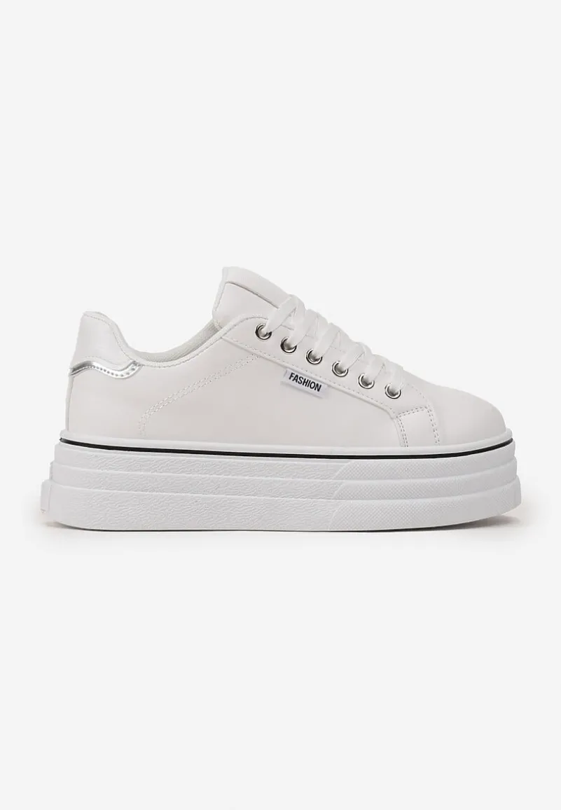 Białe Sneakersy przed Kostkę na Grubej Podeszwie Kernia