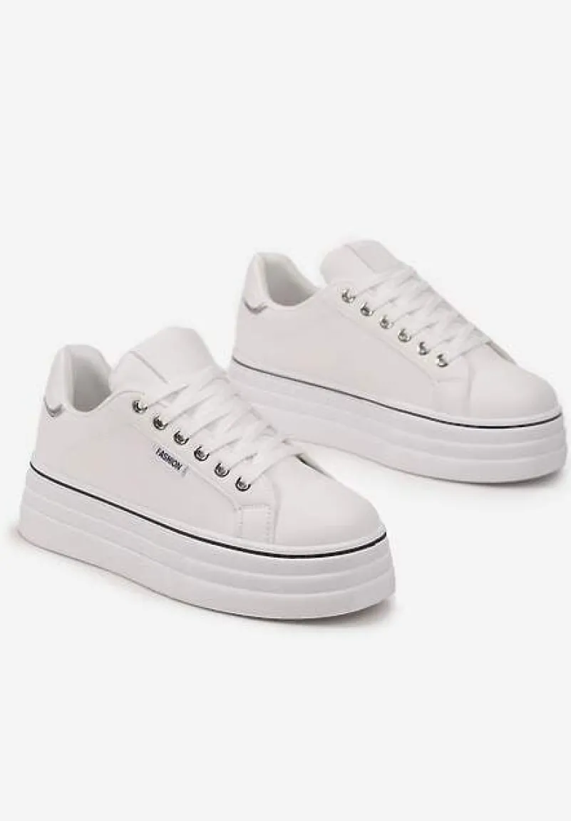 Białe Sneakersy przed Kostkę na Grubej Podeszwie Kernia